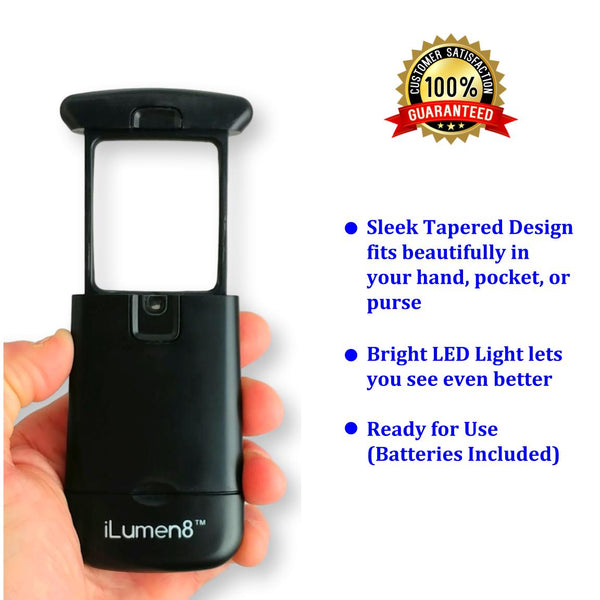 POCKET Magnifying Glass Mini Magnifier with LED Light iLumen8