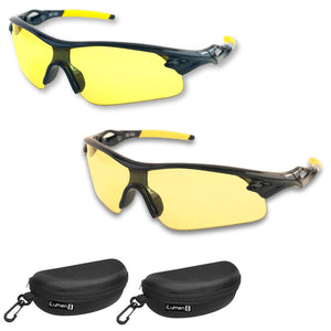 (2 pair combo) HD Polarized Night Driving Glasses & 'Pale Yellow' Night Vision Glasses