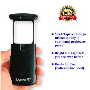 Pocket Magnifier Magnifying Glass with Light by iLumen8